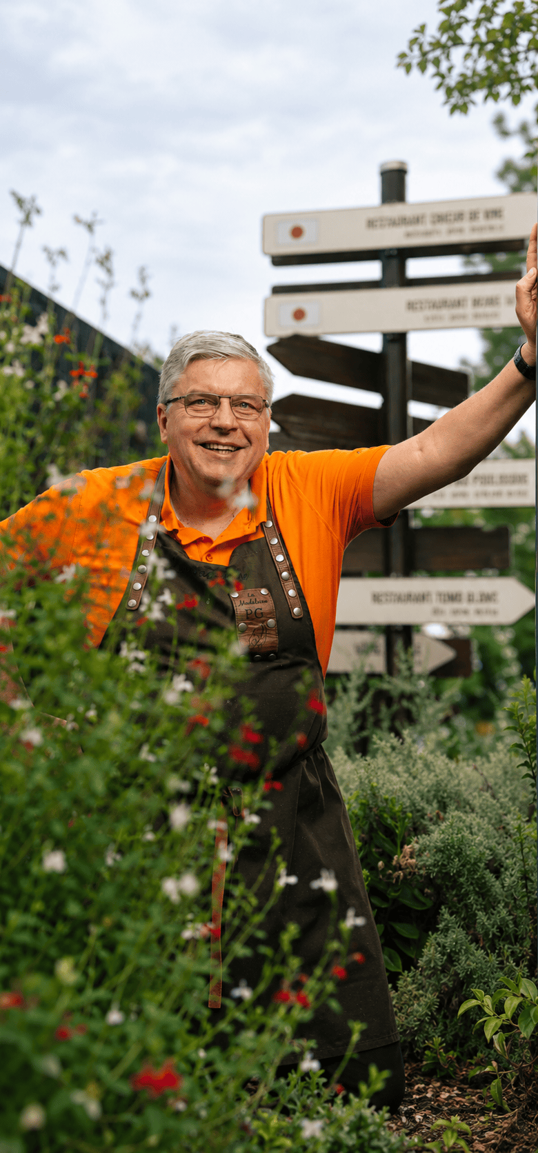Patrick Gauthier dans les jardins de l'île, à proximité du restaurant La Madeleine à Sens